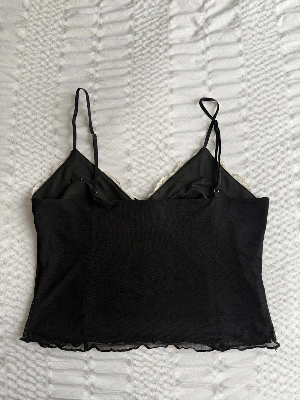 Tiger Mist Black Camisole with White Lace Trim - Picture 4 of 4